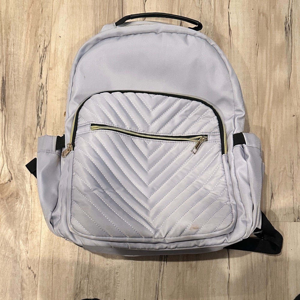 Stylish Gray Quilted Backpack